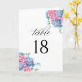 Numéro de table Hydrangea rose et bleu aquarelle (Fleur jaune)