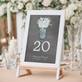 Numéro de table | Hydrangeas et pot Mason sur tabl