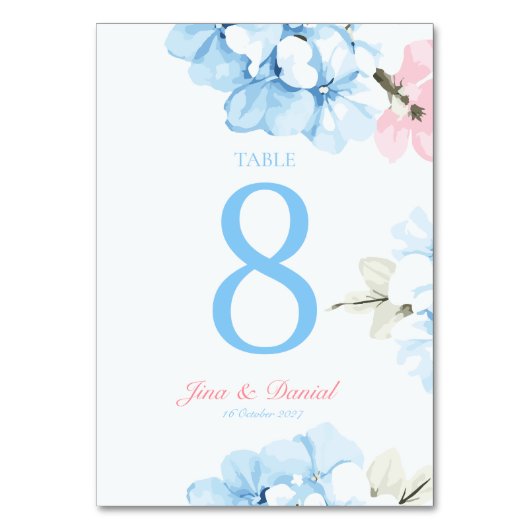Numéro De Table Hydrangeas Fleur Pastel (Par défaut)