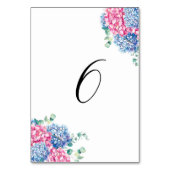 Numéro De Table Hydrangeas Rose et Bleu Aquarelle Table 6 (Par défaut)