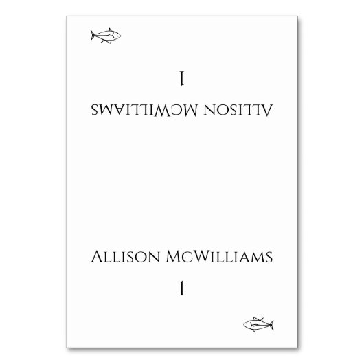 Numéro De Table Icône de poisson noir et blanc-moderne- (Par défaut)