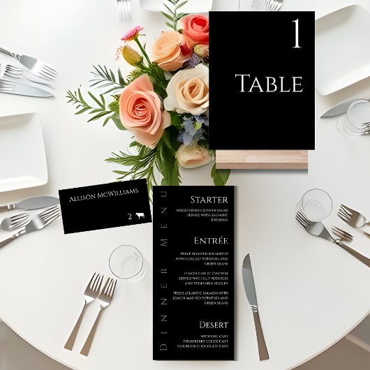 Numéro De Table Icône de poisson noir et blanc-moderne-
