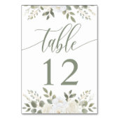 Numéro De Table Iivoire Et Sage Élégant Mariage Floral (Dos)