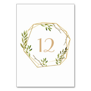 Numéro De Table illustration botanique du terrarium d'or chic