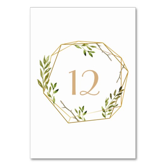 Numéro De Table illustration botanique du terrarium d'or chic (Par défaut)