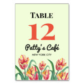 Numéro De Table Illustration de café au style aquarelle de tulipes (Par défaut)