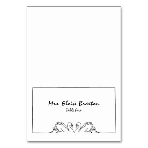 Numéro De Table Illustration de cygne manuscrite simple et intempo