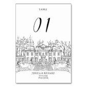 Numéro De Table Illustration du château du lieu à la main élégante (Dos)