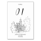 Numéro De Table Illustration du château du lieu à la main élégante (Dos)