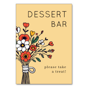 Numéro De Table Illustration florale beige joyeuse
