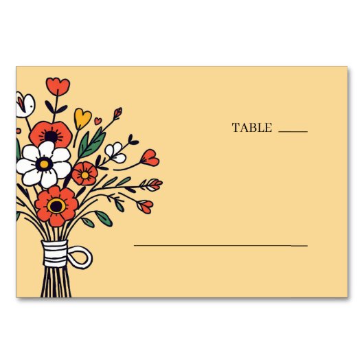 Numéro De Table Illustration florale beige joyeuse (Devant)