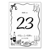 Numéro De Table Illustrations dessinées à la main Doodles Wedding (Dos)