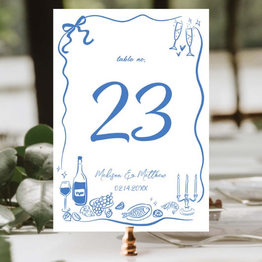Numéro De Table Illustrations dessinées à la main Doodles Wedding 