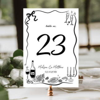 Numéro De Table Illustrations Dessins à Main Fête de Mariage