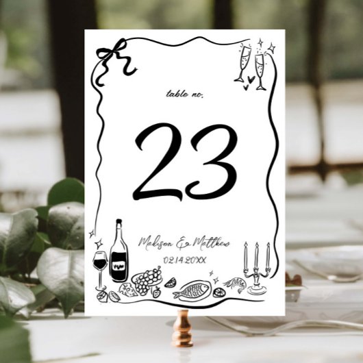 Numéro De Table Illustrations Dessins à Main Fête de Mariage