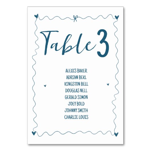 Numéro De Table Illustrations manuscrites Scribble Nom Mariage (Par défaut)