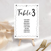 Numéro De Table Illustrations manuscrites Scribble Nom Mariage