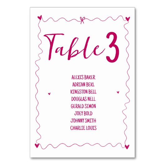 Numéro De Table Illustrations manuscrites Scribble Nom Mariage (Dos)