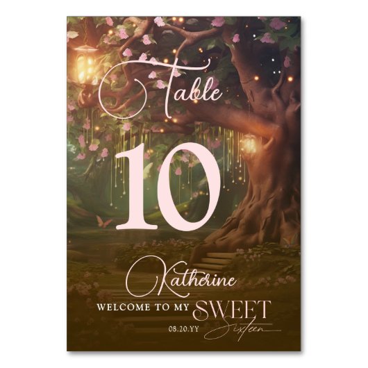 Numéro De Table Imaginaire Bois Enchantée Forêt Glow Sweet 16 (Par défaut)