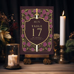 Numéro De Table Imaginaire médiéval de l'épée et du bouclier Maria<br><div class="desc">Célébrez avec cette conception de monogramme d'Imaginaire médiéval Royal Sword & Shield. Ce design est parfait pour les couples à la recherche d'une esthétique d'imaginaire médiéval à la fois royale et moderne. Le design sur le dos de l'invitation n'est PAS de la vraie feuille d'or. Les articles sont imprimés exactement...</div>