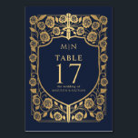 Numéro De Table Imaginaire médiéval du Bouclier bleu Mariage Monog<br><div class="desc">Célébrez avec cette conception de monogramme d'Imaginaire médiéval Royal Sword & Shield. Ce design est parfait pour les couples à la recherche d'une esthétique d'imaginaire médiéval à la fois royale et moderne. VEUILLEZ NOTER : L'or présenté dans ce design PAS de papier d'aluminium réel. Les articles sont imprimés exactement comme...</div>