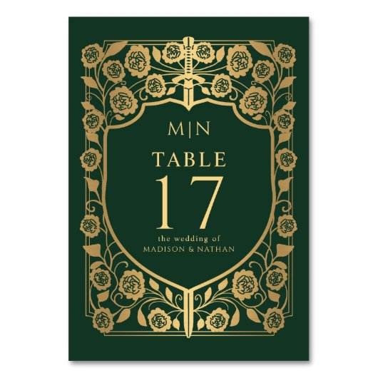 Numéro De Table Imaginaire médiéval du bouclier vert Mariage de mo (Par défaut)