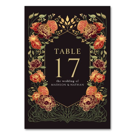Numéro De Table Imaginaire noir et rouge Enchantée Mariage de jard (Dos)