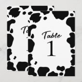 Numéro de table imprimé taches de vache noire et b (Devant / Derrière)