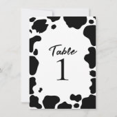 Numéro de table imprimé taches de vache noire et b (Dos)