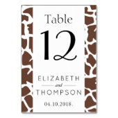 Numéro De Table Imprimer, Giraffe Brown, Animal sauvage, Mariage (Dos)