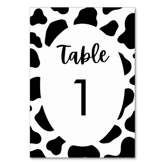 Numéro De Table Imprimer Vache Tableau Mariage à thème (Dos)