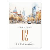 Numéro De Table Indianapolis, Indiana Watercolor Landscape Wedding (Dos)
