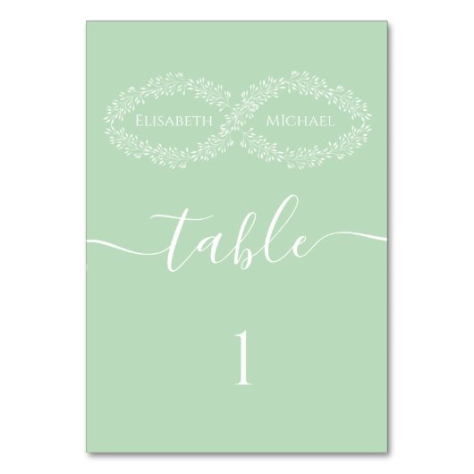 Numéro De Table Infinity néo menthe botanique romantique chic élég (Par défaut)