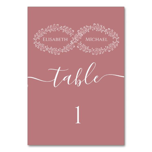Numéro De Table Infinity poussiéreux rose botanique romantique élé (Dos)