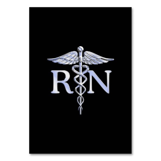 Numéro De Table Infirmière inscrite RN Silver Caduceus en noir (Par défaut)