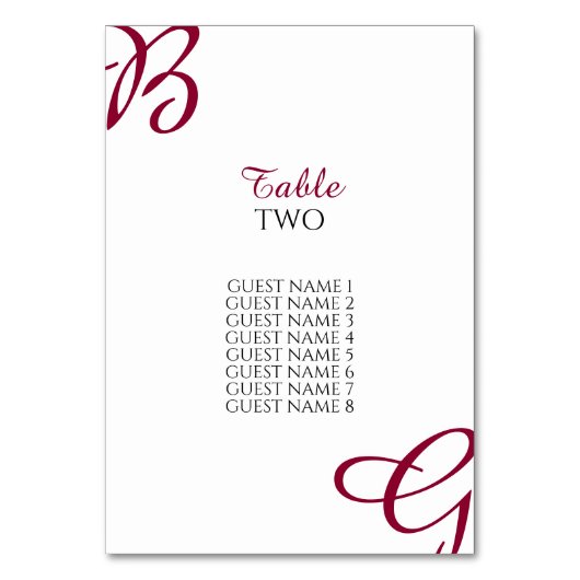 Numéro De Table Initiales bourguignonnes Automne Mariage de automn (Dos)