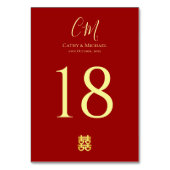 Numéro De Table Initiales de couple mariage chinois moderne rouge (Par défaut)