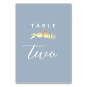 Numéro De Table Inséparables bleu poussiéreux et or (Dos)