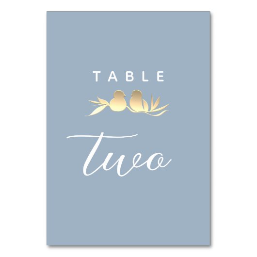 Numéro De Table Inséparables bleu poussiéreux et or (Par défaut)