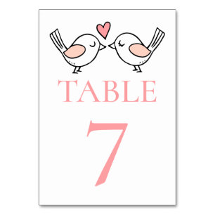 Numéro De Table Inséparables Whimsical mignons Lovebirds Mariage r