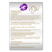 Numéro De Table Instructions pour la lèvre Confetti Purple & Or -  (Dos)