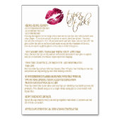 Numéro De Table Instructions sur les lèvres Hot Pink & Gold Confet (Dos)