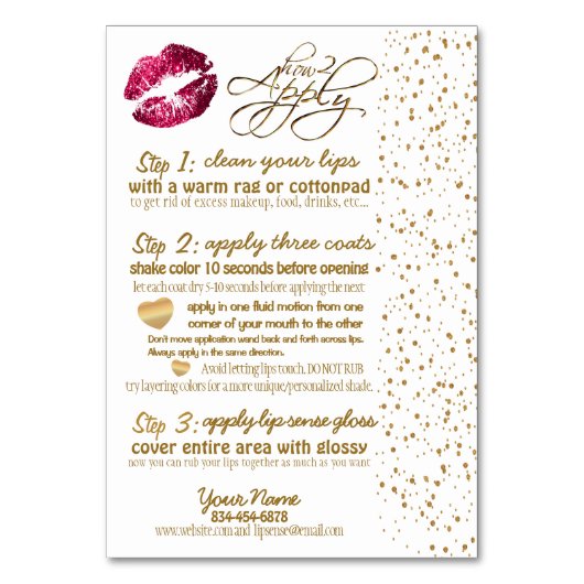 Numéro De Table Instructions sur les lèvres Hot Pink & Gold Confet (Par défaut)