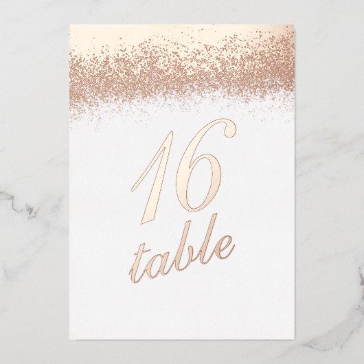 Numéro de table Invitation en feuille de glitter d (Recto)