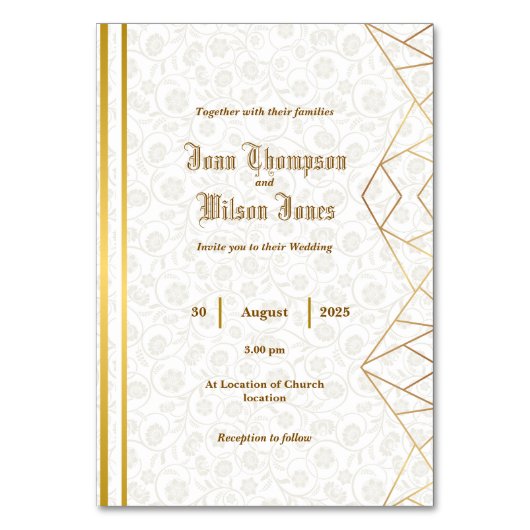 Numéro De Table Invitation pliée (Par défaut)