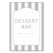 Numéro De Table Inviting Gray Minimalist Dessert Bar Sign (Dos)