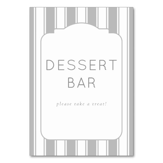 Numéro De Table Inviting Gray Minimalist Dessert Bar Sign (Par défaut)