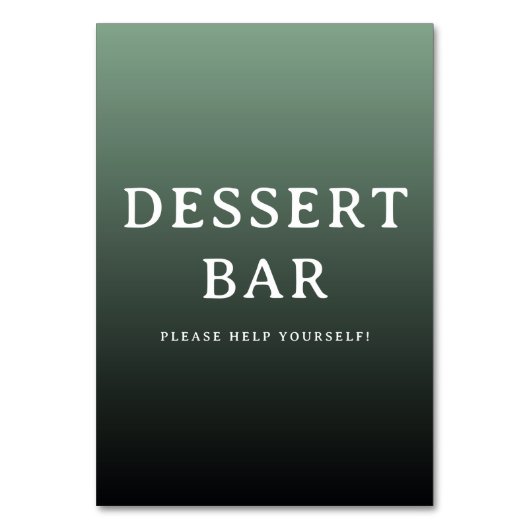 Numéro De Table Inviting Green Gradient Dessert Bar Sign (Par défaut)
