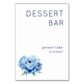 Numéro De Table Inviting Navy Floral Dessert Sign (Dos)