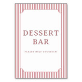 Numéro De Table Inviting Pink Striped Dessert Bar Sign (Dos)